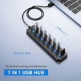 thumbnail image 2 of 7 Ports USB Hub Splitter Multi Hub USB 3.0 Adapter USB Several Ports Power Adapter with Switches and Lights, 2 of 5