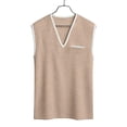 thumbnail image 3 of OGLCCG Men's V-Neck Tank Tops Waffle Knit Sleeveless Athletic Casual Tee Shirts Color Block Summer Workout Gym Undershirts with Pocket,XL,Beige, 3 of 6