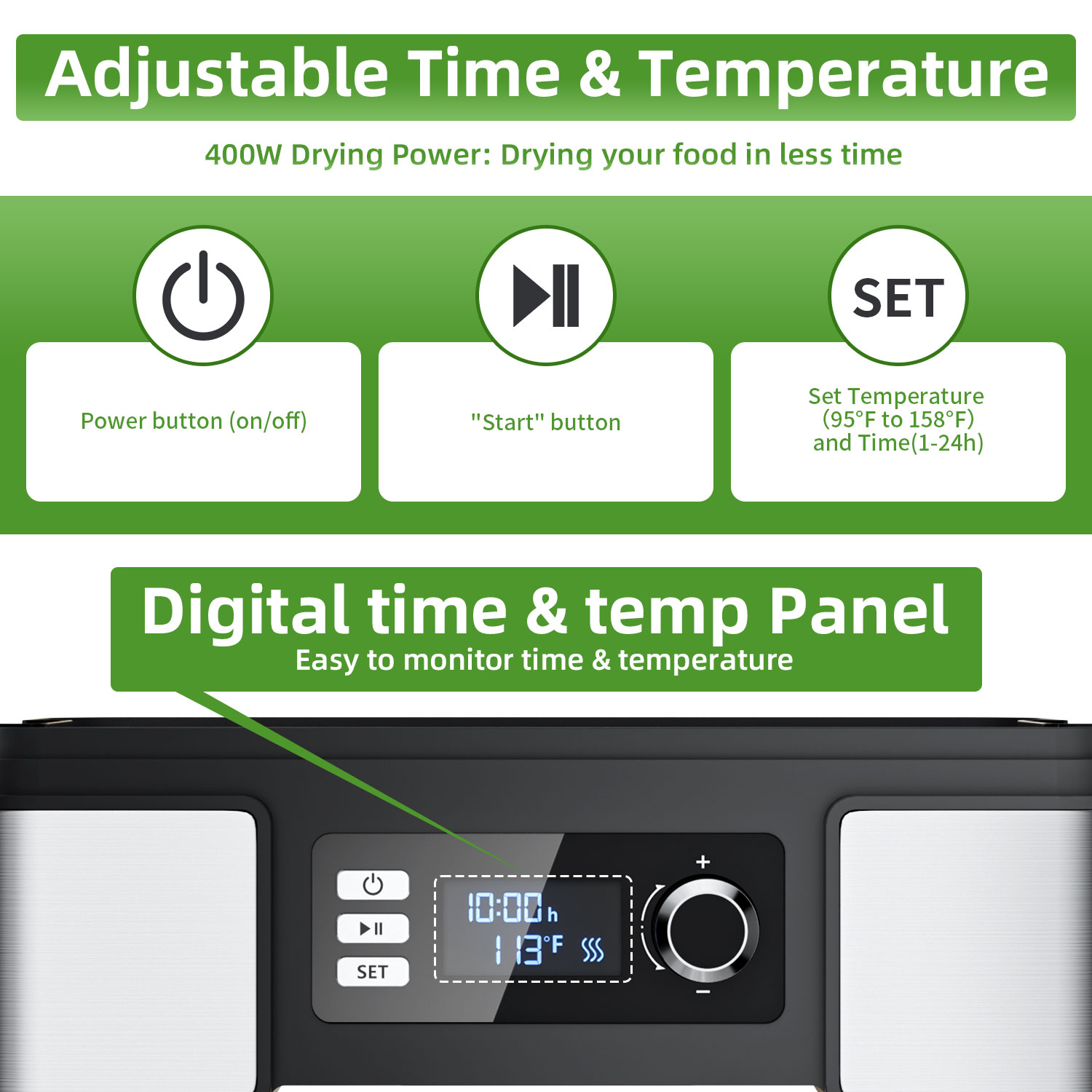 Foukus 7-Tray Food Dehydrator, 400W, LCD Display photo 3