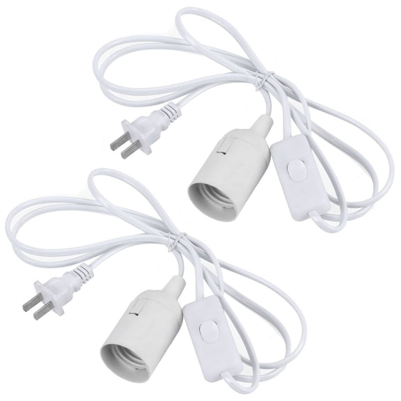 Deago 2 pcs E26/E27 LED Light Socket 5.9FT extension cord with On/Off switch and US AC Power Plugs Pendant Lighting Bulb Lamp for Kitchen Bedroom
