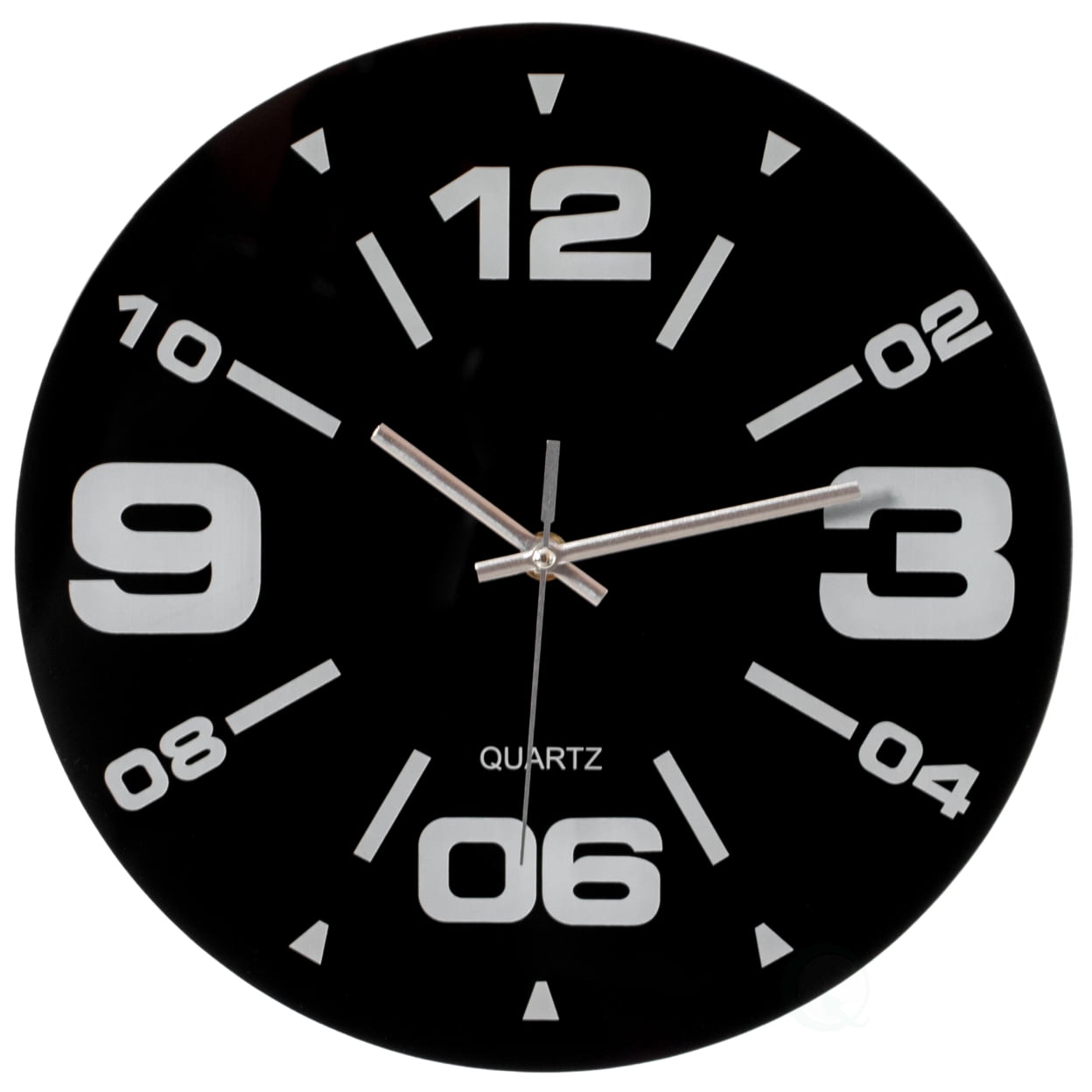 Black Decorative Unique Modern Round Glass Wall Clock, for Living Room, Kitchen, Dining or Bedroom