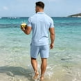 thumbnail image 5 of GrmtClth Mens Summer Collared Outfit Set Plain Short Sleeve Polo Shirt and Loose Shorts Casual Streetwear with Adjustable Waist Sky Blue M, 5 of 6
