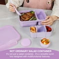 thumbnail image 3 of Caperci 2 Pack 62 oz Salad Container for Lunch, 2-Section Meal Preparation Containers featuring Detachable Toppings Trays, Sauce Cup, Reusable Fork, BPA-Free (Purple & Green), 3 of 7