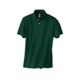 thumbnail image 5 of Hanes Men's Ecosmart Jersey Polo, Short Sleeve Collared Shirt, 50-50 Cotton-Poly, Deep Forest, 2XL, 5 of 6