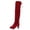 Wine, variant on DeHolifer Women Boots Round Toe Drawstring Pointed High Heel Over the Knee Boots