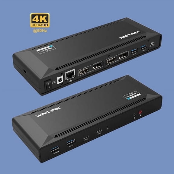 WAVLINK USB C Docking Station Dual 4K Display with 60W Charging/PD forNew MacBook Neo Windows Mac OS, 5K@60Hz/4K@60Hz (HDMI and DP, Gigabit Ethernet, Type C, USB 3.0)