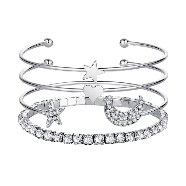 Un conjunto de moda de la luna abierta pulsera de joyería conjunto de pulseras encanto de cumpleaños sorpresa de regalo para la mujer niñas