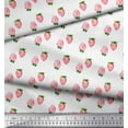thumbnail image 2 of Soimoi White Moss Georgette Fabric Strawberry Fruit Decor Fabric Printed Yard 44 Inch Wide, 2 of 3