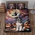 thumbnail image 2 of Spooky Halloween Night Witch Saint Bernard Glowing Pumpkins Quilt Bedding Set St Dog Lover 1 Blanket Bed Cover 2 Pillowcases - 12015, 2 of 5