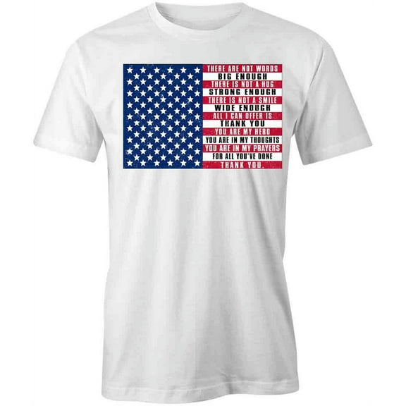 American Flag Thank You T-Shirt | Patriotic American White Tee Gift