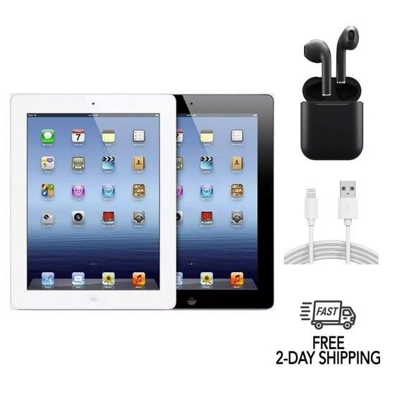 Pre-Owned Apple iPad 4 A1458 (WiFi) 16GB White w/ Wireless Earbuds