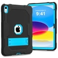 thumbnail image 2 of SaniMore for iPad 10th Generation 10.9" 2022 Back Case with Hidden Kickstand Heavy Duty Protective Tri-layer Hybird Shockproof Rubber Case for iPad 10th Generation 10.9" 2022,Black+Blue, 2 of 9