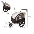 thumbnail image 4 of 2-in-1 Bike Trailer, Double 2-Seat Bicycle Bike Trailer Jogger Stroller for Children and Pet, Foldable Pet Bike Trailer with Mesh Screen and PVC Cover, Black, 4 of 9