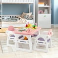 thumbnail image 3 of Costway 3-Piece Kids Table and Chair Set Toddler Activity Study Desk with Building Blocks, 3 of 10