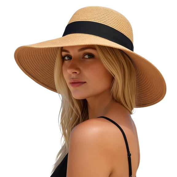 Afdoent Fashion Sun Hats For Women Wide Brim Sun Hats For Beach Travel With Bow Detail Summer Hat Streetwear