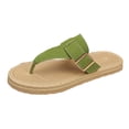 thumbnail image 6 of Rokment Women's Flat Flip Flops Sandals Beach Casual Suede Buckles Waterproof Soles Platform Gladiator Thongs Dress Slip on Slides Summer Vacation Green Size 8.5, 6 of 7