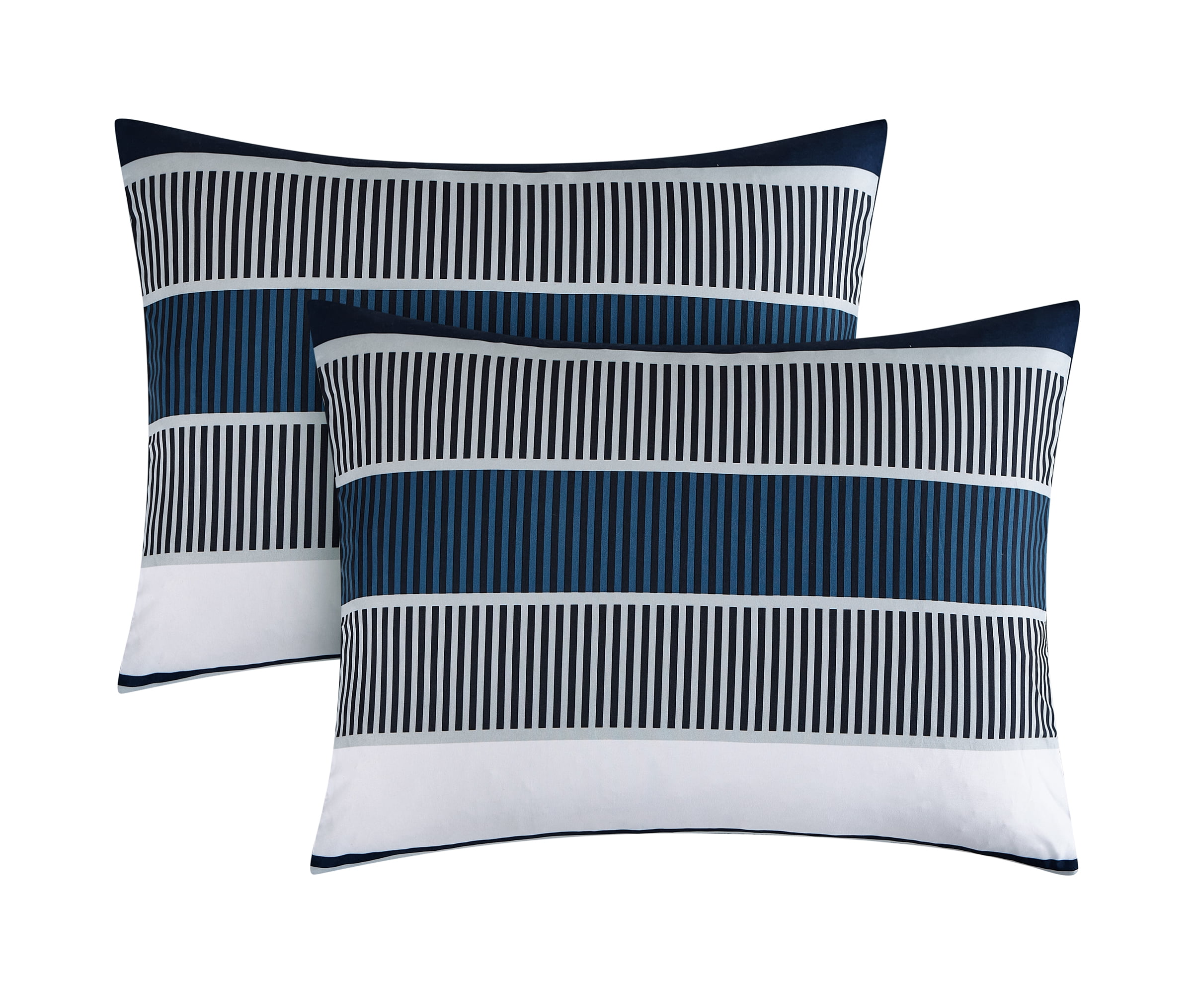 Mainstays Blue Stripe 8 Piece Bed in a Bag Comforter Set With Sheets, Queen
