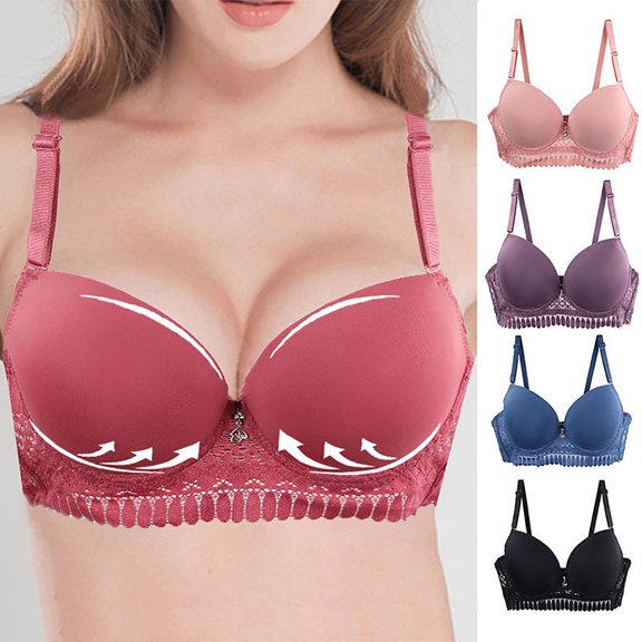 Hrsba Womens Plus Size Bra,Women's Solid Color Bra With Large Chest And Steel Ring Plus Size Lingerie Sexy Gathering Bra Lingerie,Womens Casual Summer Bra,Womens Bra