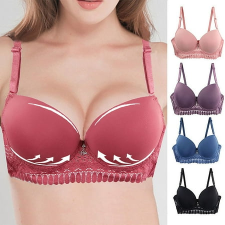 SEAOPEN Deals Women s Solid Color Bra with Large Chest and Steel Ring Plus Size Lingerie Gathering Bra Lingerie Clearance Sale Black XXXL