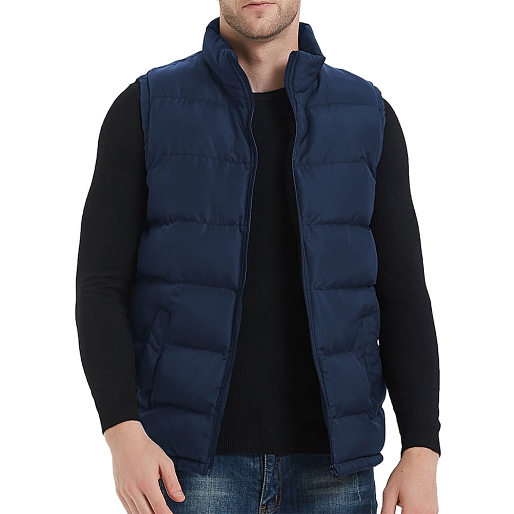 HANMUN Men's Puffer Vest Stand Collar Quilted Sleeveless