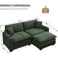 thumbnail image 2 of GNIXUU Corduroy Cloud Sectional Couch, Modular Oversized Loveseat Sofa with Ottoman, Cup Holders & USB Port, Comfy 2 Seater Love Seat for Living Room Small Space, 82.7"W, Green, 2 of 7