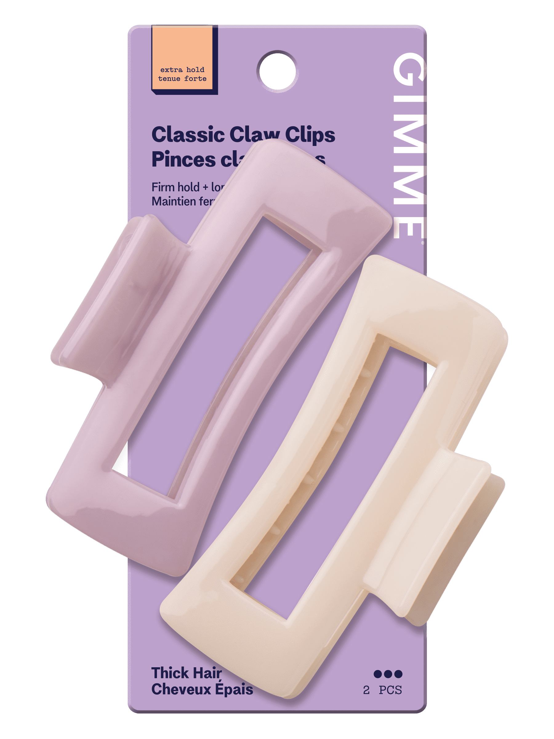 Gimme Beauty Acrylic Rectangle Claw Clip For Thick Hair, Purple & Cream