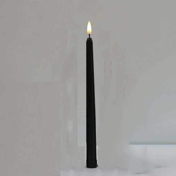 Velas cónicas negras sin llama parpadeantes con control remoto de 10 teclas, velas de ventana con luz de mecha 3D LED a batería, cera real, paquete de 10