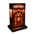 thumbnail image 2 of Lámpara miniatura vintage del Departamento de Bomberos: diseño nostálgico de estación de ladrillos con luz cálida para decorar escritorios, estantes o mesitas de noche. Iluminación ambiental inspir, 2 of 6