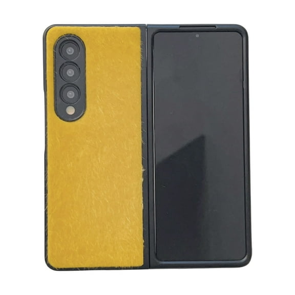Elehold Fur Case for Samsung Galaxy Z Fold 4 7.6 inch with Shockproof,Yellow