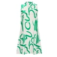 thumbnail image 3 of Sakmal Summer Dresses Graphic Pleated Green Comfort Fit Sleeveless Mid-Length Shift Dress, 3 of 5