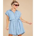 thumbnail image 3 of Vestido vaquero azul de manga corta para mujer, minicamisa con botones, ropa de verano, 3 of 5