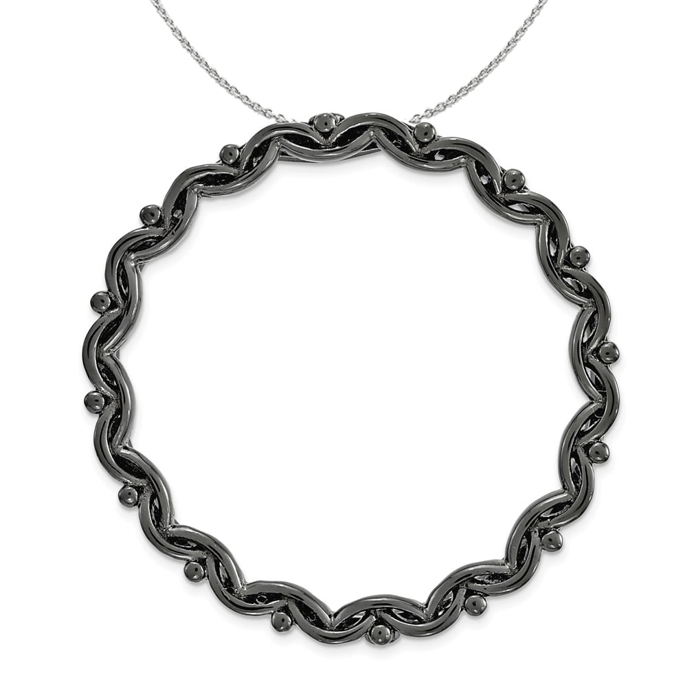 925 Sterling Silver Black Plated Beaded Large Chain Slide by Stackable Expressions