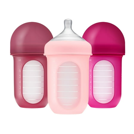UPC: 0669028112265 | Boon Nursh Reusable Silicone Pouch Baby Bottle  Air-Free Feeding  Pink Multi Pack  8 Oz  3 Pk