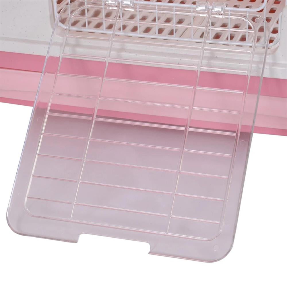 Topcobe 32"L 6-Level Small Animal Cage Rabbit Hutch with Universal Lockable Wheels, Slide-out Tray for Bunny, Chinchillas, Ferret, Indoor Outdoor Pet Shelter, Small Animal Habitat, Pink