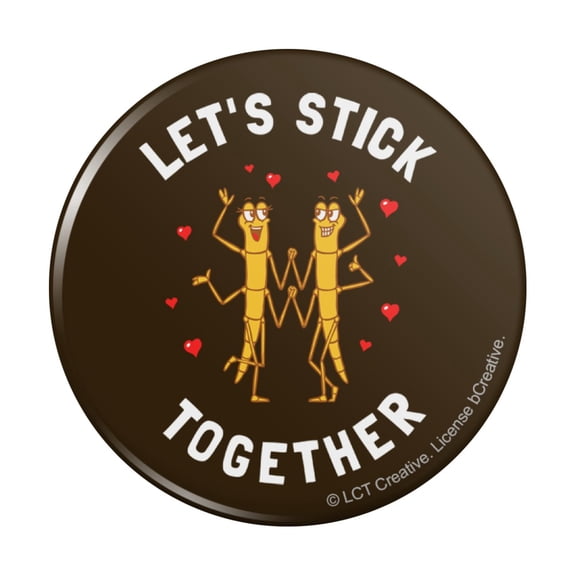 Let's Stick Together Walking Bugs Love Funny Humor Pinback Button Pin