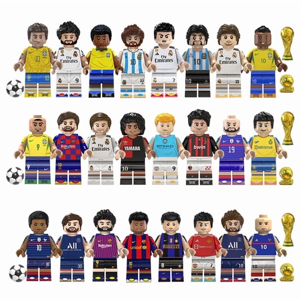 24 Figuras de Bloques de Fútbol - Set de Juguetes Coleccionables con Trofeo Mundial, Ideal para Niños y Fanáticos del Deporte
