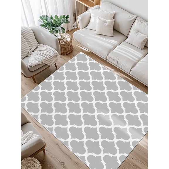 Morocco Plaid Area Rug for Bedroom 2.7x5 Ft Grey Super Soft fuzzy Throw Rug Non-Slip Fluffy Plush Indoor Floor Carpet for Living Room Nursery Home Decor