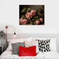 thumbnail image 5 of YANMS  Still life Gold Framed Wall Art, Retro Pink Roses Canvas Prints Artwork with Antique Frame, Victorian Wall Paintings Decor for Living Room Gallery, 16x12in, 5 of 6