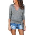 thumbnail image 2 of Puntoco Blusa túnica de manga larga con cuello en V para mujer, talla grande Puntoco Puntoco-122, 2 of 8