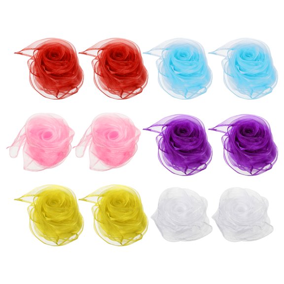 Uxcell 12 Pcs Dance Scarves 24x24" Juggling Scarves, Blue Pink Purple Yellow White Red