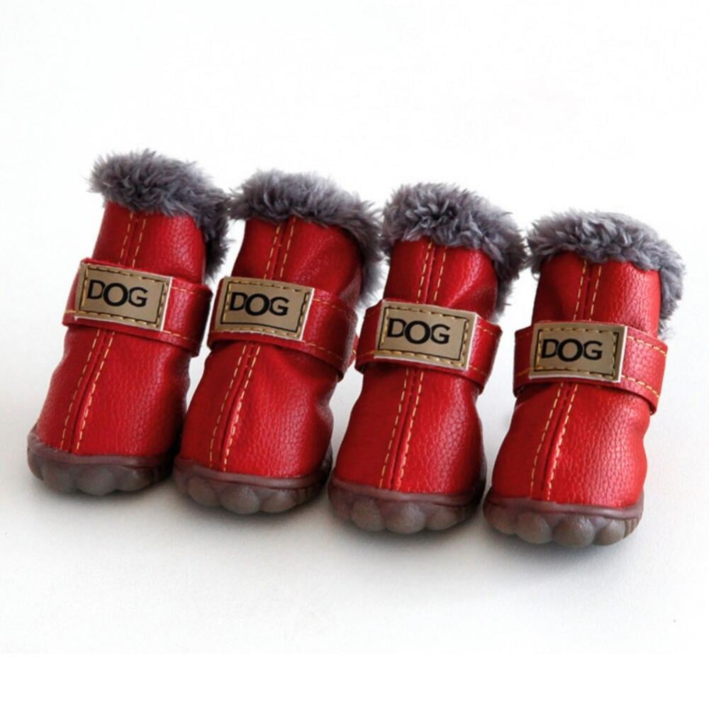 Winter Pet Dog Shoes For Small Dogs Cats Super Warm Leather Dog Snow Boots Waterproof Chihuahua