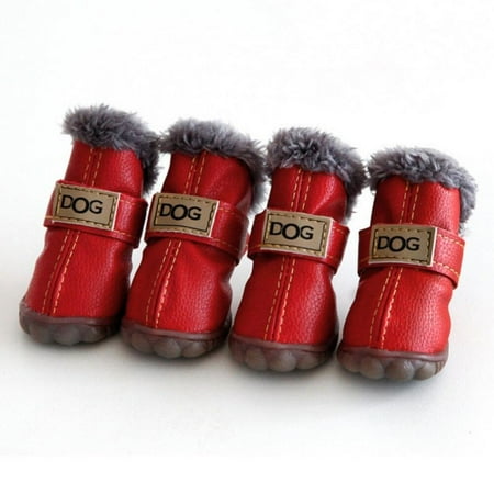 Winter Pet Dog Shoes For Small Dogs Cats Super Warm Leather Dog Snow Boots Waterproof Chihuahua Pug Shoes Pet Supplies