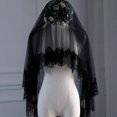 thumbnail image 1 of Gothic Black Lace Head Veil for Women - Perfect for Halloween Parties and Fashionable Hair Accessories, 1 of 4