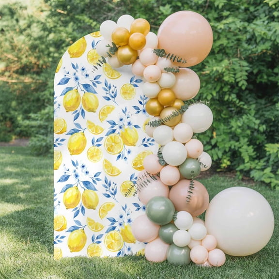 Summer Fruit Arch Backdrop Cover 4 FT, Watercolor Lemon Cute Frangipani Blue Leaf Farmhouse Wedding Arch Cover Stretchy Backdrop Stands Covers for Birthday Party Ceremony Banquet Decor