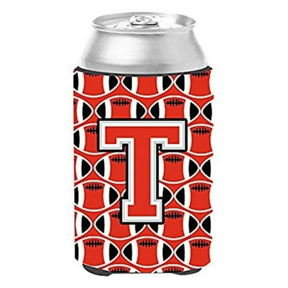 Letter T Football Scarlet & Grey Can or Bottle Hugger
