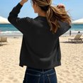 thumbnail image 4 of RRJ Women's Fall Zip Up Bomber Jackets Long Sleeve Open Front Casual Solid Outerwear, Black S, 4 of 9