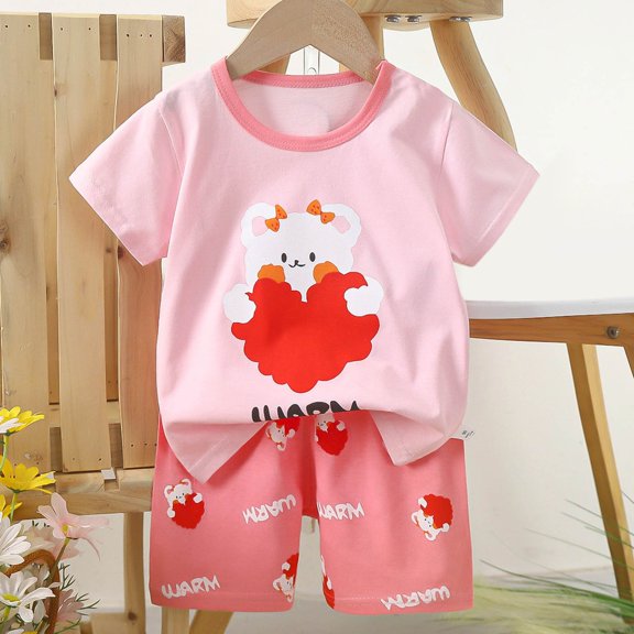 Penkiiy Kids Summer Animal Print Outfit 2-Piece Set - Ultra-Soft & Breathable Cotton T-Shirt   Shorts for Boys & Girls