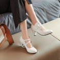thumbnail image 1 of Zapatos de tacón rosa con punta redonda, tacones de gatito Lolita, correas de tobillo con lazo, zapatos gruesos de vestido de trabajo de baile a la moda de cuero PU, calzado de mujer, 1 of 4