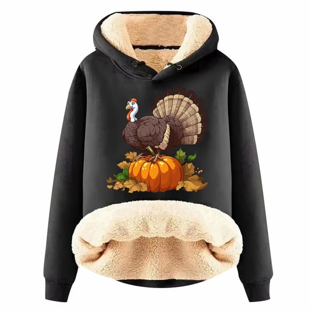 WEAIXIMIUNG Sweat à Capuche Graphique pour Femmes, Imprimé Dinde de l'Action de Grâce, Chaud et Confortable
