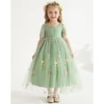 thumbnail image 5 of CARETOO Flower Girl Lace Back V-Neck Dress Full-Length Floral Embroidered Toddler Tutu Tulle Dresses for Girls Size 3T-4T, 5 of 9